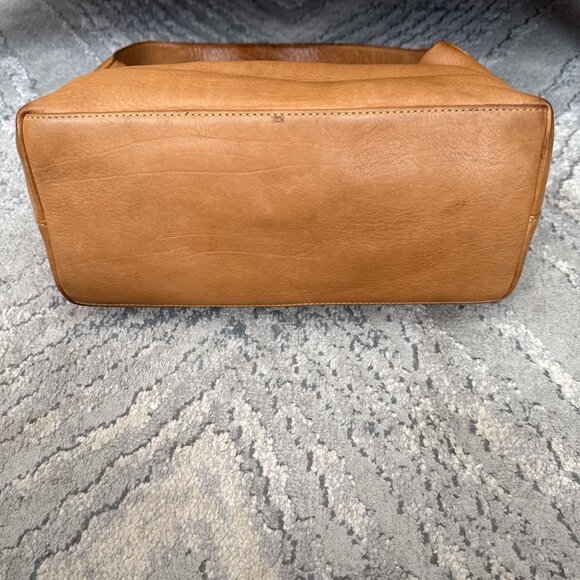 Dooney & Bourke Leather Caramel Bag Logo Lock Hobo Pebble Grain Handbag READ - Picture 7 of 12